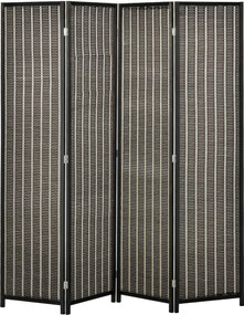 HOMCOM Parawan Dzielący Przestrzeń, Składany, Drewno Sosnowe/Bambus, 180 x 180 cm, Brązowy/Czarny