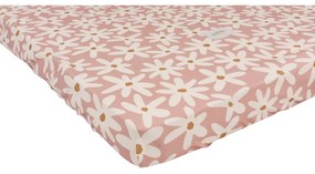 Bawełniane dziecięce prześcieradło z gumką do łóżeczka 60x120 cm Blush Daisies – Malomi Kids