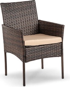 Zestaw Mebli Ogrodowych MORADO Stół i 4x Krzesło Brązowy/Beżowy Technorattan Nowoczesny