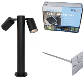 Zewnetrzna Stojąca lampa zewnętrzna czarna 45 cm IP44 regulowana 2-światłowa - Duo Nowoczesny Oswietlenie zewnetrzne