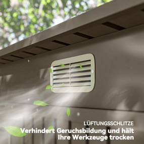 Outsunny Metalowy domek ogrodowy, domek na narzędzia, podwójne drzwi, 249 x 121 x 166/183cm, jasnoszary | Aosom PL