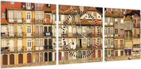 Obraz - Dzielnica Waterfront, Portugalia (z zegarem) (90x30 cm)