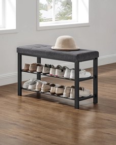 Szafka na buty z ławką i szarym siedziskiem MOBRIX 81x49 cm, czarna