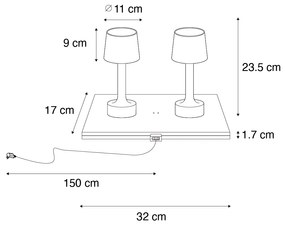 Zestaw 2 lamp stołowych złotych z beżowym RGBW do ładowania - Elise Nowoczesny Oswietlenie wewnetrzne