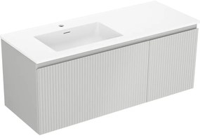 Mexen Rivel szafka łazienkowa 120 cm z umywalką Otis lewą, 1S, 1D, ryflowana, szara mat/biała mat - 91A23-12047-3-BBFF62-W18L01
