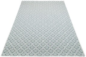 Kremowy dywan sznurkowy w zielone kwiaty R7-W87
