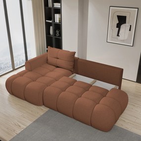 Masseno Narożnik FLUMA z funkcją spania i pojemnikiem na pościel Narozniki L, Rozkładana sofa - Miedziany, QUELLE 54