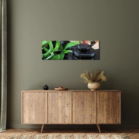 Obraz - Kamienie i orchidee (z zegarem) (90x30 cm)