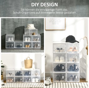 HOMCOM DIY Szafka na buty z 8 przegródkami plastikowa przezroczysta