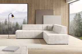 Masseno Narożnik TESSO z funkcją spania i pojemnikiem na pościel Narozniki L, Rozkładana sofa - Kremowy, TILIA 01