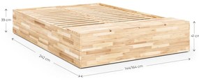 Łóżko dwuosobowe z litego drewna sosnowego ze schowkiem i stelażem 140x200 cm Basement Bed – Karup Design