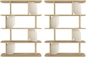 Zestaw 2 regałów z 4 półkami - Jasny naturalny i beżowy - NELERIA