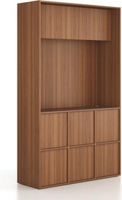 Szafka biurowa FRAME, 6x drzwi, z wnęką, 1299 x 450 x 2162 mm, mechaniczny zamek szyfrowy, orzech