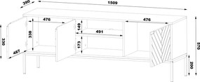 Szafka RTV w jodełkę Aspen 01 cashmere/złoty 150 cm