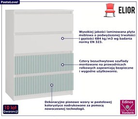 Młodzieżowa wysoka komoda biały + miętowy - Arsa 7X