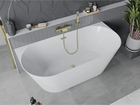 Mexen Oval Slim wanna wolnostojąca przyścienna 170 x 80 cm, biała, przelew złoty szczotkowany - 52661708000-55