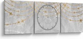 Obraz - Beton ze wzorem (z zegarem) (90x30 cm)