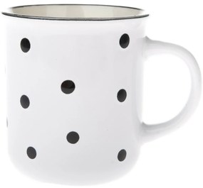 Zestaw 6 ceramicznych kubków w czarne kropki 350 ml