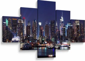 Obraz - Podświetlone nowojorskie drapacze chmur (125x70 cm)