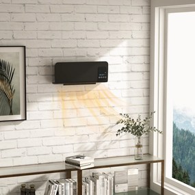 HOMCOM Elektryczny grzejnik, montaż ścienny, funkcja oscylacji, 2 tryby, timer, wyświetlacz LED, czarny | Aosom PL