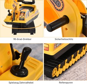 HOMCOM Koparka Dla Dzieci Samochodzik Z Klaksonem Żółty+Czarny Bezpieczna Zabawa Dla Maluchów | Aosom PL