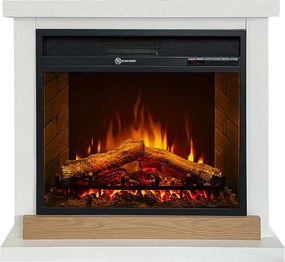 Kominek elektryczny Stockholm, kominek stojący, białe drewno, dł. 75xgł. 28xwys. 70 cm