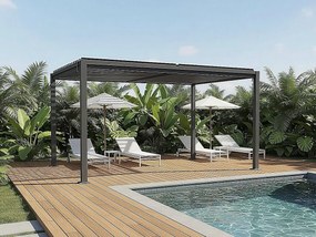 Pergola bioklimatyczna "Howard" z markizą ze stali ocynkowanej - 3 x 4 m - Szara