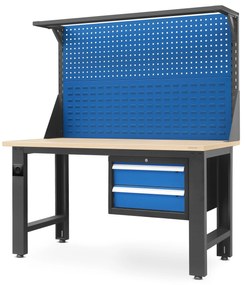 Stół warsztatowy duży LOGAN, 1500 x 1700 x 750 mm, antracytowo-niebieski 