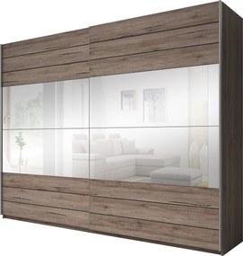 Szafa Przesuwna GALASSIA 270 cm z Lustrem Szafa Dwudrzwiowa Sosna remo ciemna