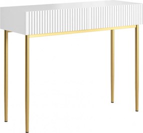 Toaletka Nicole 100 cm z szufladami - biały mat / złote nóżki