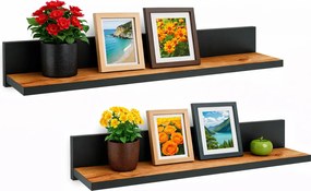 Komplet Półek Czarny Ściennych 2 Szt + Dąb Craft Z6-R89