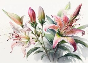 Obraz na szkle - Lilie, ilustracje (70x50 cm)