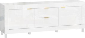 HOMCOM Szafka TV na telewizor do 190,5 cm, nowoczesne centrum rozrywki z 2 schowkami i 2 szufladami, biały wysoki połysk | Aosom PL