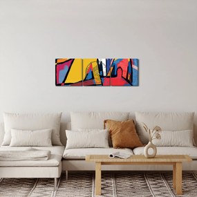 Obraz - Abstrakcja mężczyzn (z zegarem) (90x30 cm)