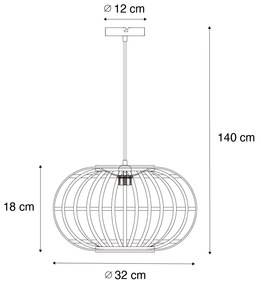 Orientalna lampa wisząca bambusowa 32 cm - AmiraKolonialny Oswietlenie wewnetrzne