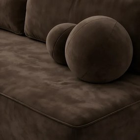 Sofa z Funkcją Spania ARVETO Brązowa Welurowa Nowoczesna