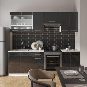 Aneks kuchenny antracytowy wysoki połysk/biały 240x46x81.6 fame-line