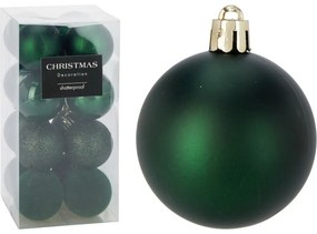 Zestaw 16 szt. ozdób świątecznych Festive Sparkles, zielony, śr. 5 cm, plastik