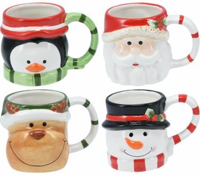Zestaw 4 ceramicznych kubków świątecznych 250–280 ml