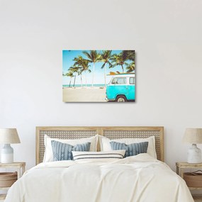 Obraz na szkle - Vintage van na plaży (70x50 cm)