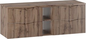 Zestaw do Łazienki 140cm Szafka Regał Blat Ryflowane Fronty Dąb Wotan Cleo