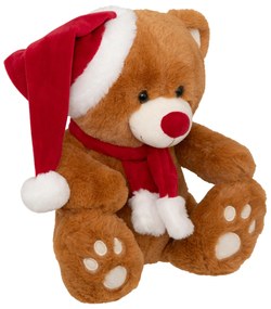 Maskotka miś z czapką Świętego Mikołaja, 34 cm
