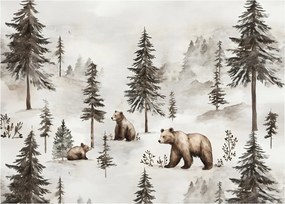 Obraz na szkle - Las z niedźwiedziami (70x50 cm)