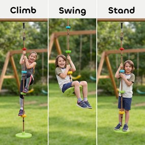 AIYAPLAY Ninja Line Zestaw Slackline dla Dzieci z Huśtawką, Platformami, Zestaw do Zabawy na Zewnątrz dla Dzieci w Wieku 3-8 Lat Zielony | Aosom PL