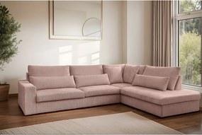 Narożnik w kształcie L SVEN, tkanina Poso, Różowy, Prawy