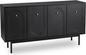 Czterodrzwiowa komoda glamour Marlen 155 cm, kolor czarny