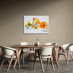Obraz na szkle - pomarańczowe kwiaty (70x50 cm)