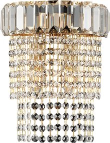 Kinkiet Vladimir 2-punktowy z żelaza i złoconego mosiądzu z kryształkami .22 P.14 BL263-AP2-OR