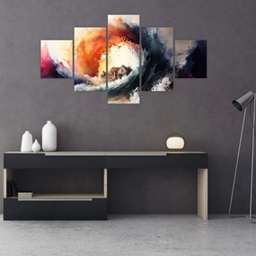 Obraz - W wirze powodzi, akwarela (125x70 cm)