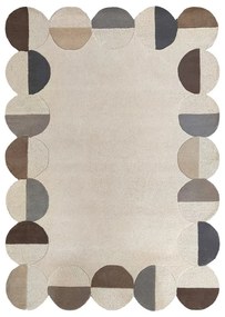 Szarobeżowy wełniany dywan tkany ręcznie 120x170 cm Mia Scallop Frame – Flair Rugs